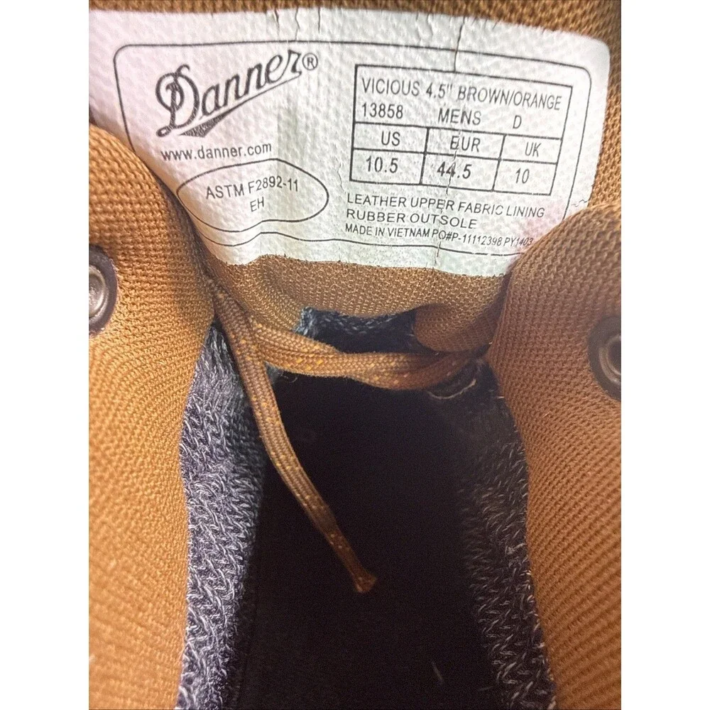 Danner Viscious 4.5 Inch Brown / Orange Boots with Gore-Tex waterproof mens 10.5